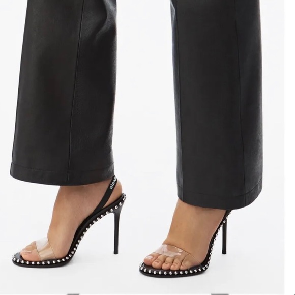 Alexander Wang Shoes Women’s US 9N Nova PVC Strap Stud Slingback Clear Heels - Picture 2 of 13